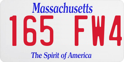 MA license plate 165FW4