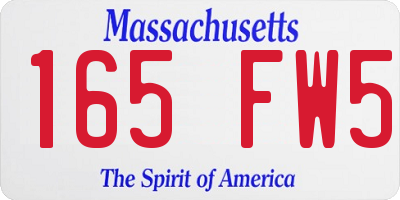 MA license plate 165FW5
