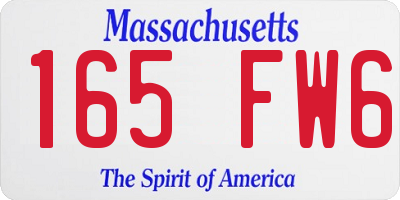 MA license plate 165FW6