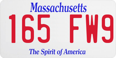 MA license plate 165FW9