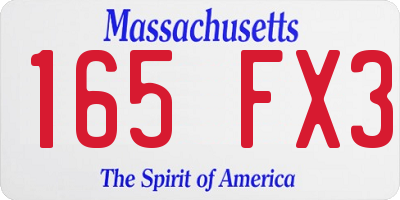 MA license plate 165FX3