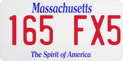 MA license plate 165FX5