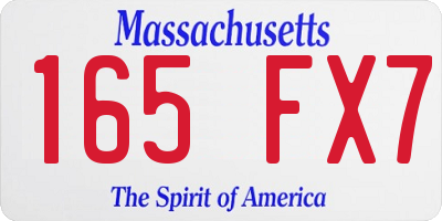 MA license plate 165FX7
