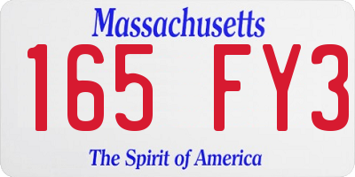 MA license plate 165FY3