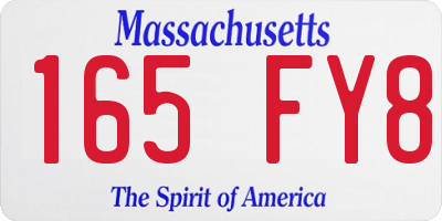 MA license plate 165FY8