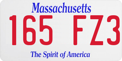 MA license plate 165FZ3