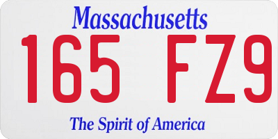 MA license plate 165FZ9