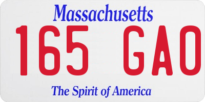 MA license plate 165GA0