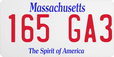 MA license plate 165GA3