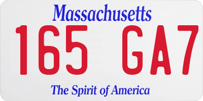 MA license plate 165GA7