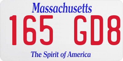 MA license plate 165GD8