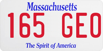 MA license plate 165GE0