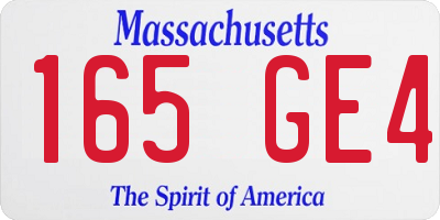 MA license plate 165GE4