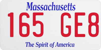 MA license plate 165GE8