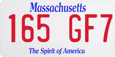 MA license plate 165GF7