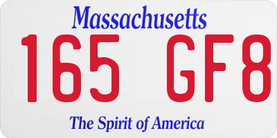 MA license plate 165GF8