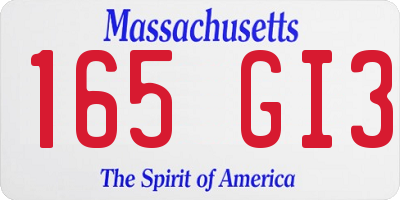MA license plate 165GI3
