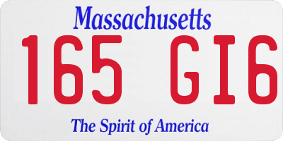 MA license plate 165GI6