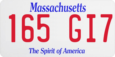 MA license plate 165GI7