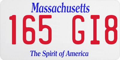 MA license plate 165GI8
