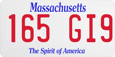 MA license plate 165GI9