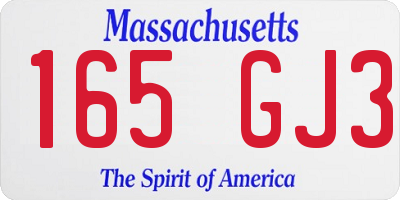 MA license plate 165GJ3