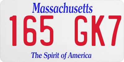 MA license plate 165GK7
