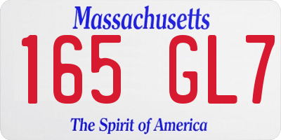 MA license plate 165GL7