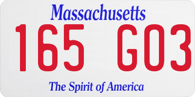 MA license plate 165GO3