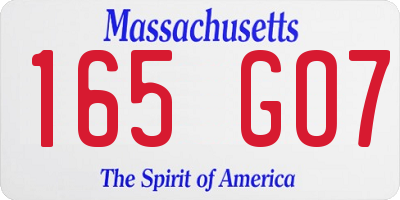 MA license plate 165GO7
