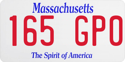 MA license plate 165GP0