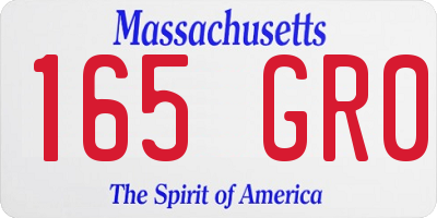 MA license plate 165GR0