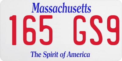 MA license plate 165GS9