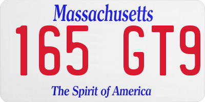 MA license plate 165GT9