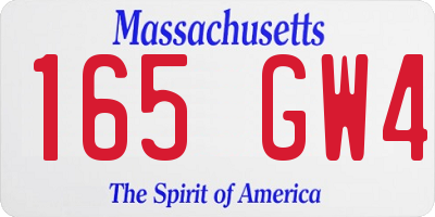 MA license plate 165GW4