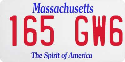 MA license plate 165GW6