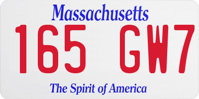 MA license plate 165GW7