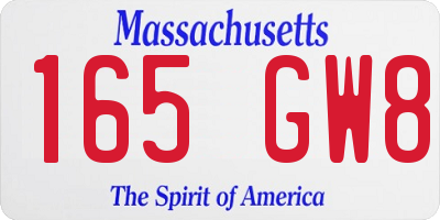 MA license plate 165GW8