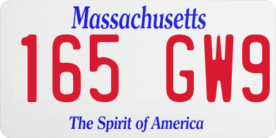 MA license plate 165GW9