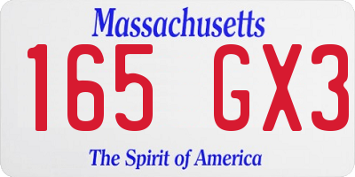 MA license plate 165GX3
