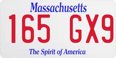 MA license plate 165GX9