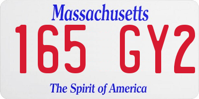 MA license plate 165GY2