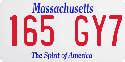 MA license plate 165GY7