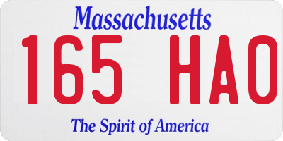 MA license plate 165HA0