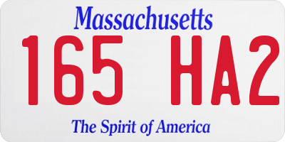 MA license plate 165HA2
