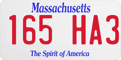 MA license plate 165HA3