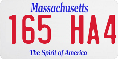 MA license plate 165HA4