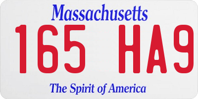 MA license plate 165HA9