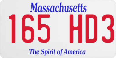MA license plate 165HD3