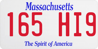 MA license plate 165HI9